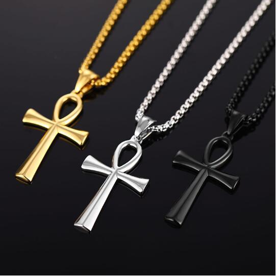 Wholesale Smooth Egyptian Ankh Cross Pendant Men' s Necklace