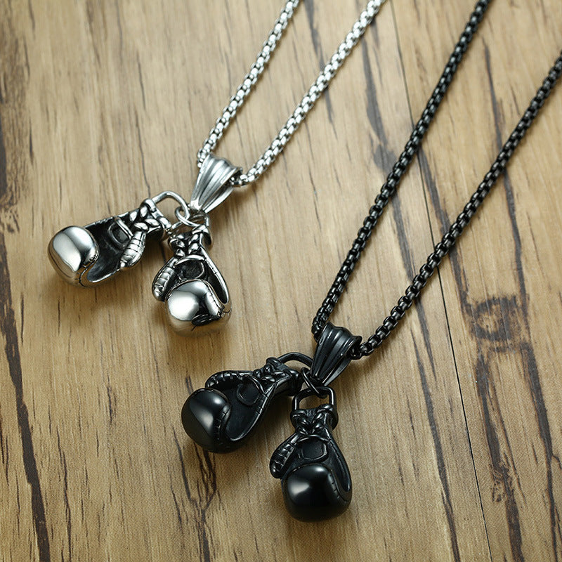 Wholesale Double Boxing Glove Alloy Pendant Necklace Men Necklaces