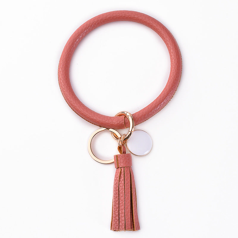 Wholesale PU Leather Bracelet Tassel Pendant Keychains