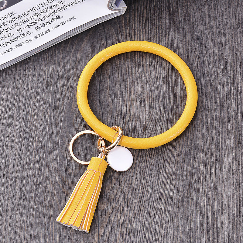 Wholesale PU Leather Bracelet Tassel Pendant Keychains