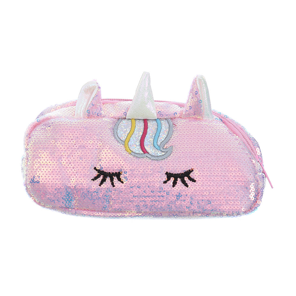 Wholesale Unicorn Large Capacity Mermaid Sequin Bag Cartoon Rainbow Pencil Bag