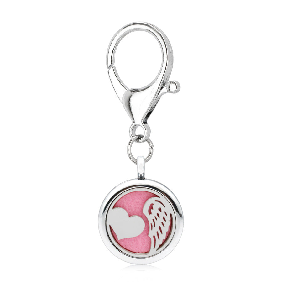 Aleación al por mayor 25 mm Tree of Life aromaterapia llavero esencial de aceite esencial