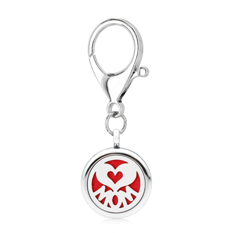 Aleación al por mayor 25 mm Tree of Life aromaterapia llavero esencial de aceite esencial