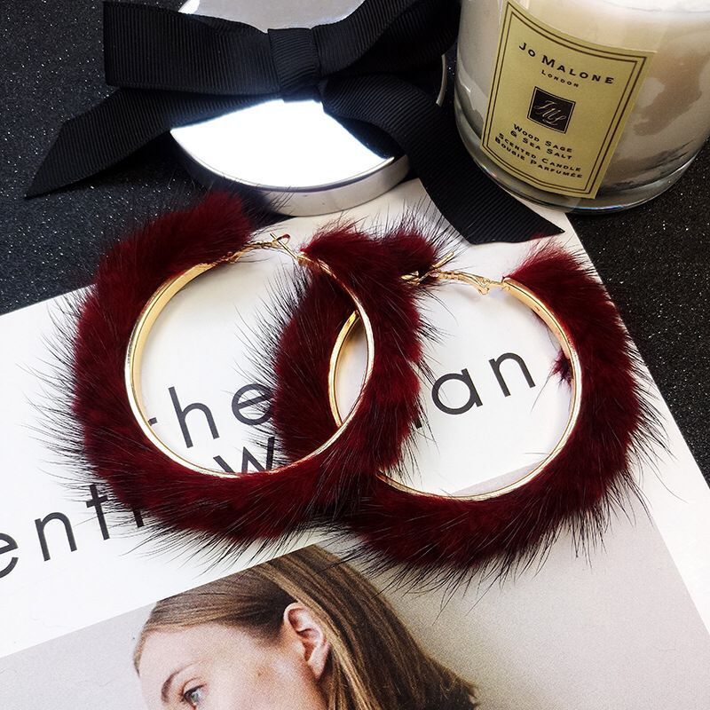 Wholesale Exaggerated Large Circle Mink Fur Ear Loops