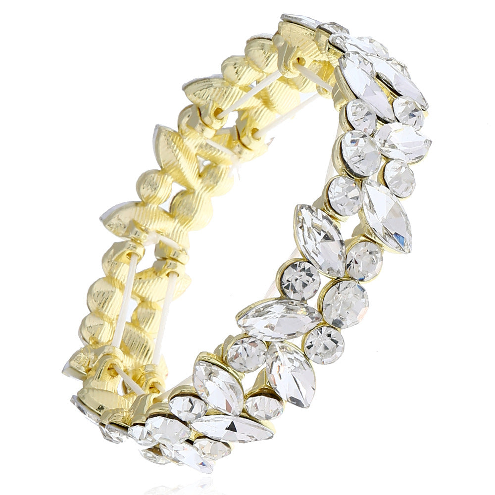 Wholesale Sparkling Crystal Glass Rhinestone Bracelet Silver White Fashion Jewelry Accessory For Women Gift