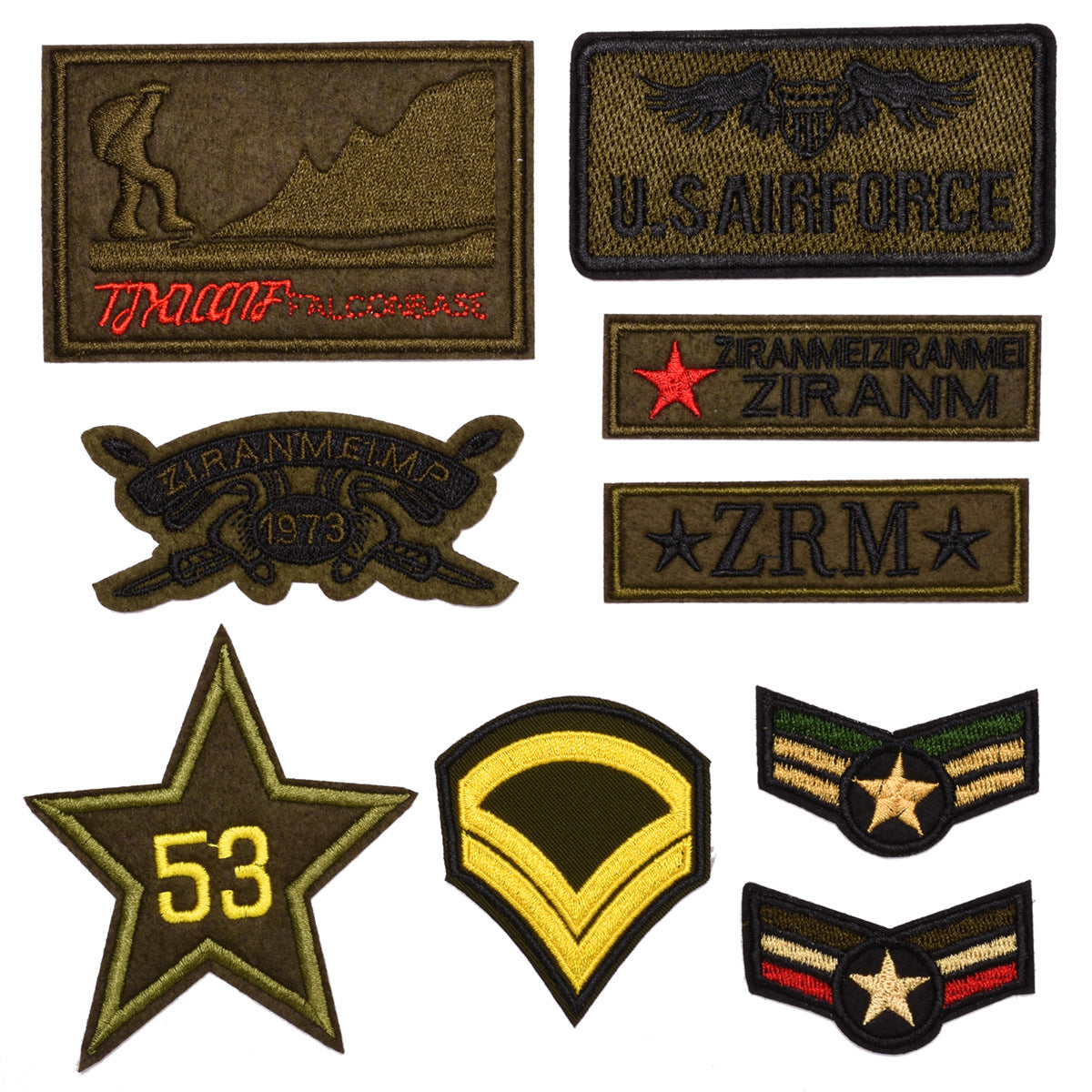 Wholesale Modern Embroidered Iron On Patches Set 9Pcs Military Style Badges For DIY Clothing Chic Party Fashion Accessory Boutique Resale
