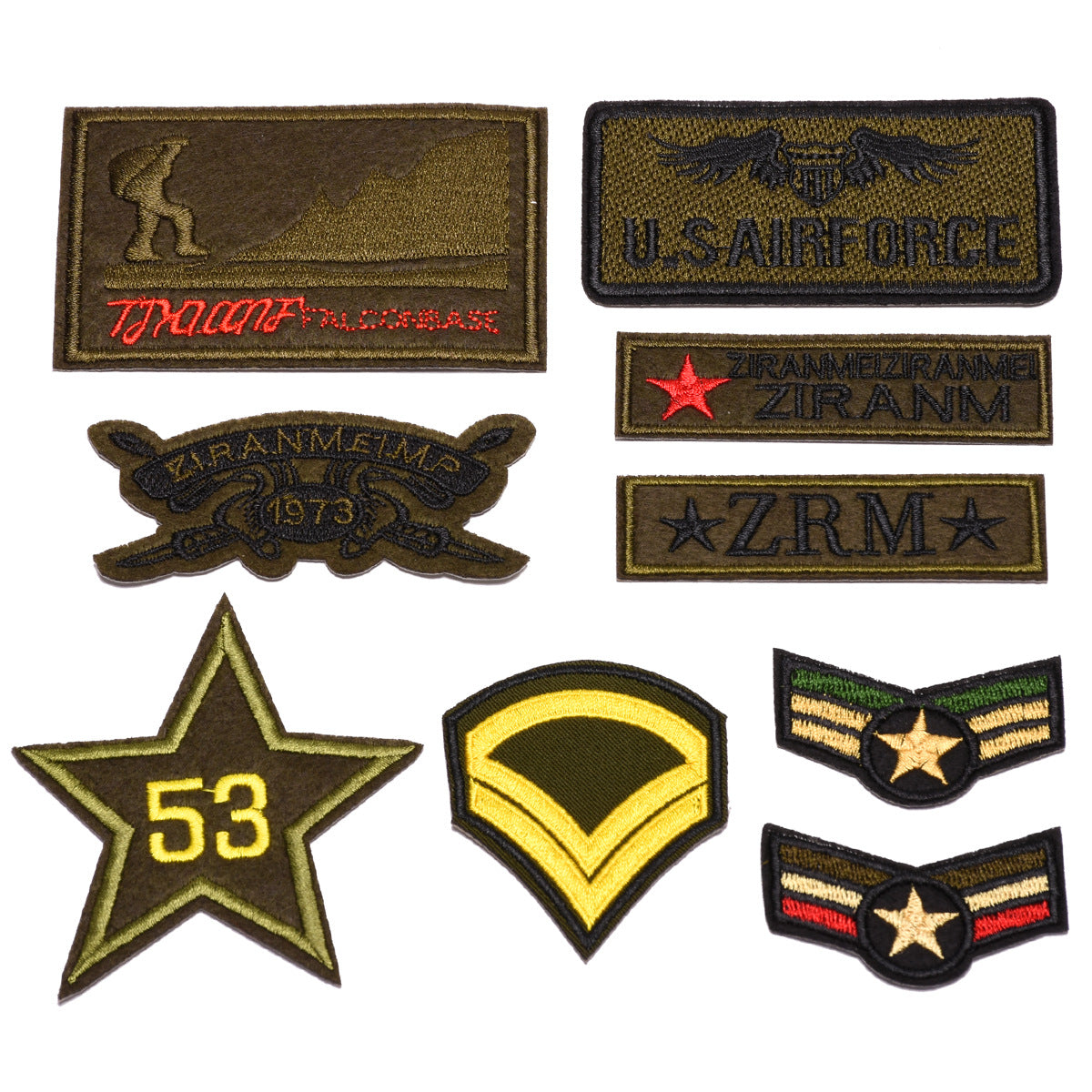 Wholesale Modern Embroidered Iron On Patches Set 9Pcs Military Style Badges For DIY Clothing Chic Party Fashion Accessory Boutique Resale