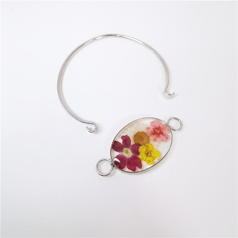 Wholesale 12pcs Epoxy Resin Dried Flower Specimen Bracelet