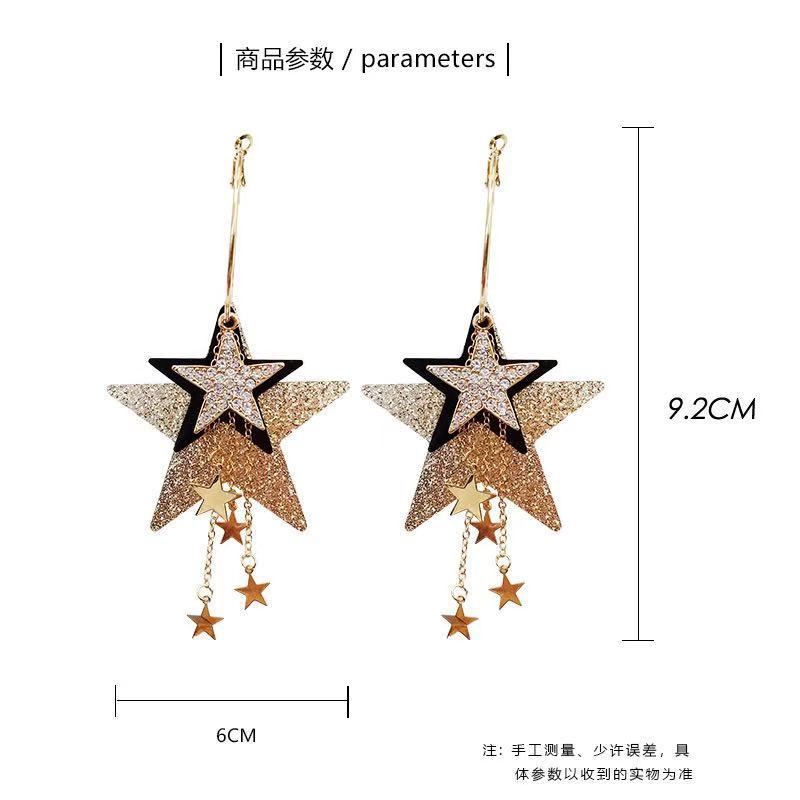 Wholesale  new exaggerated five-pointed star earrings earrings trendy face slimming earrings