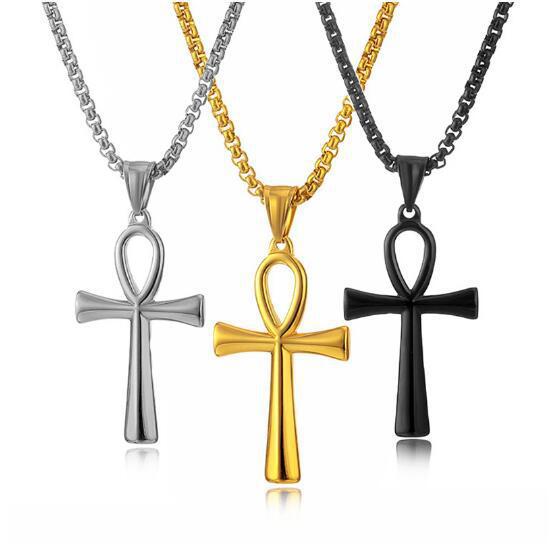 Wholesale Smooth Egyptian Ankh Cross Pendant Men' s Necklace