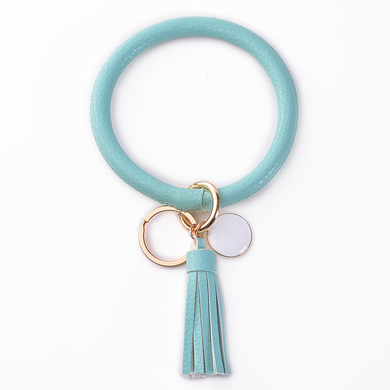 Wholesale PU Leather Bracelet Tassel Pendant Keychains