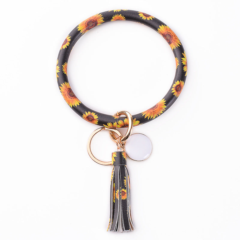 Wholesale PU Leather Bracelet Tassel Pendant Keychains