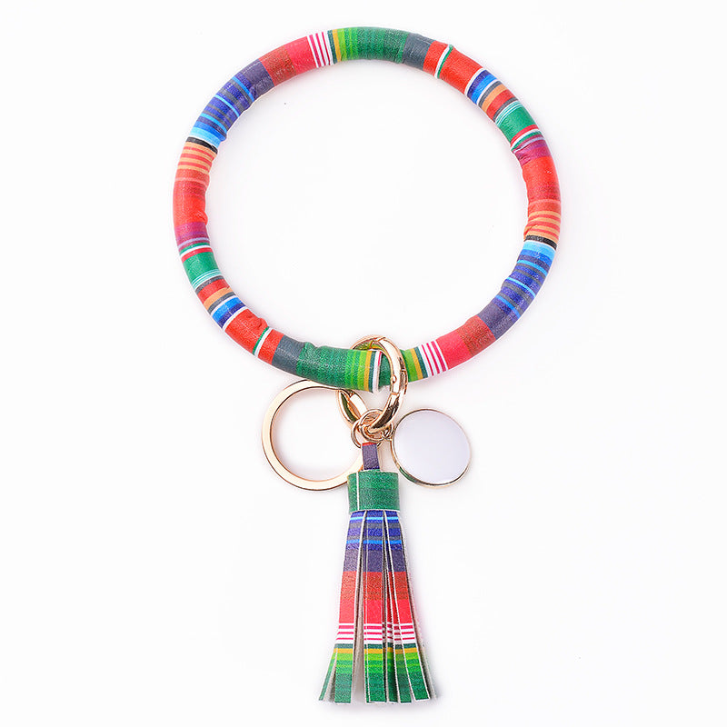 Wholesale PU Leather Bracelet Tassel Pendant Keychains