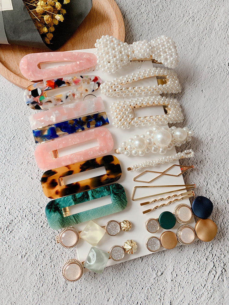 Wholesale ins Pearl Hairpin Set Acrylic Acetate Hairpin Combination Hair Accessories