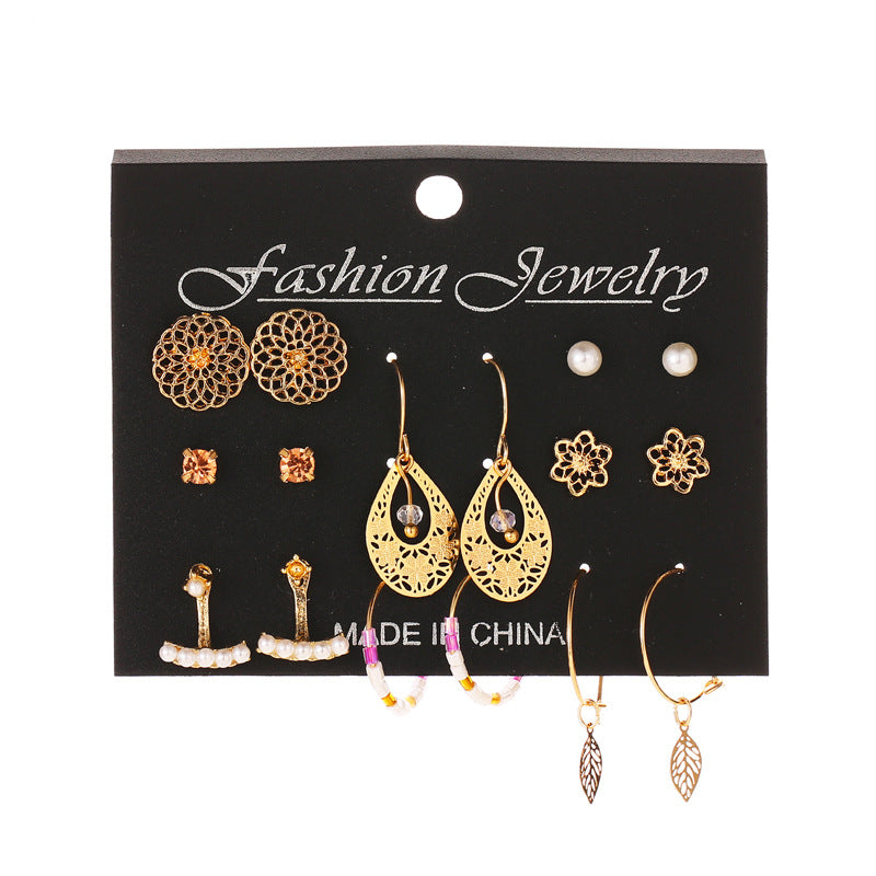 Wholesale Tassel Bohemian Style Leaf Geometry 6 Pair Earrings