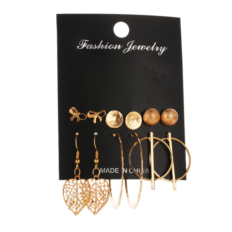 Wholesale Tassel Bohemian Style Leaf Geometry 6 Pair Earrings