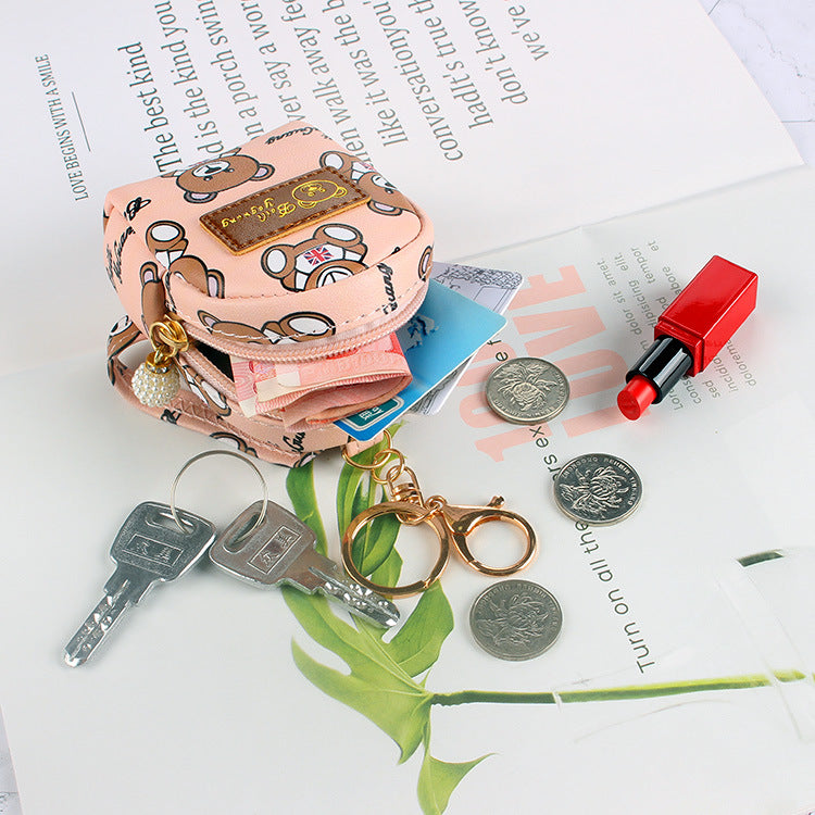 Wholesale PU Cute Little Bear Zero Wallet Keychain
