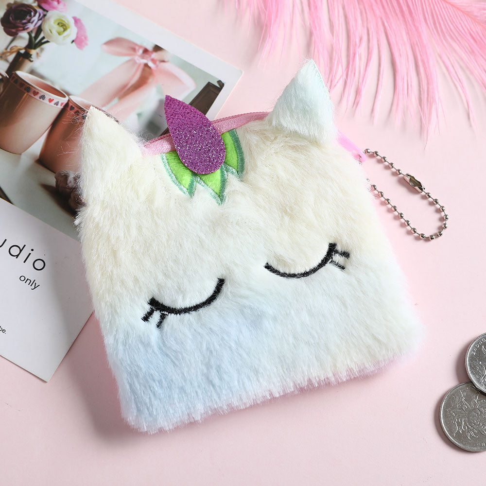 Wholesale Square Cartoon Unicorn Plush Coin Purse