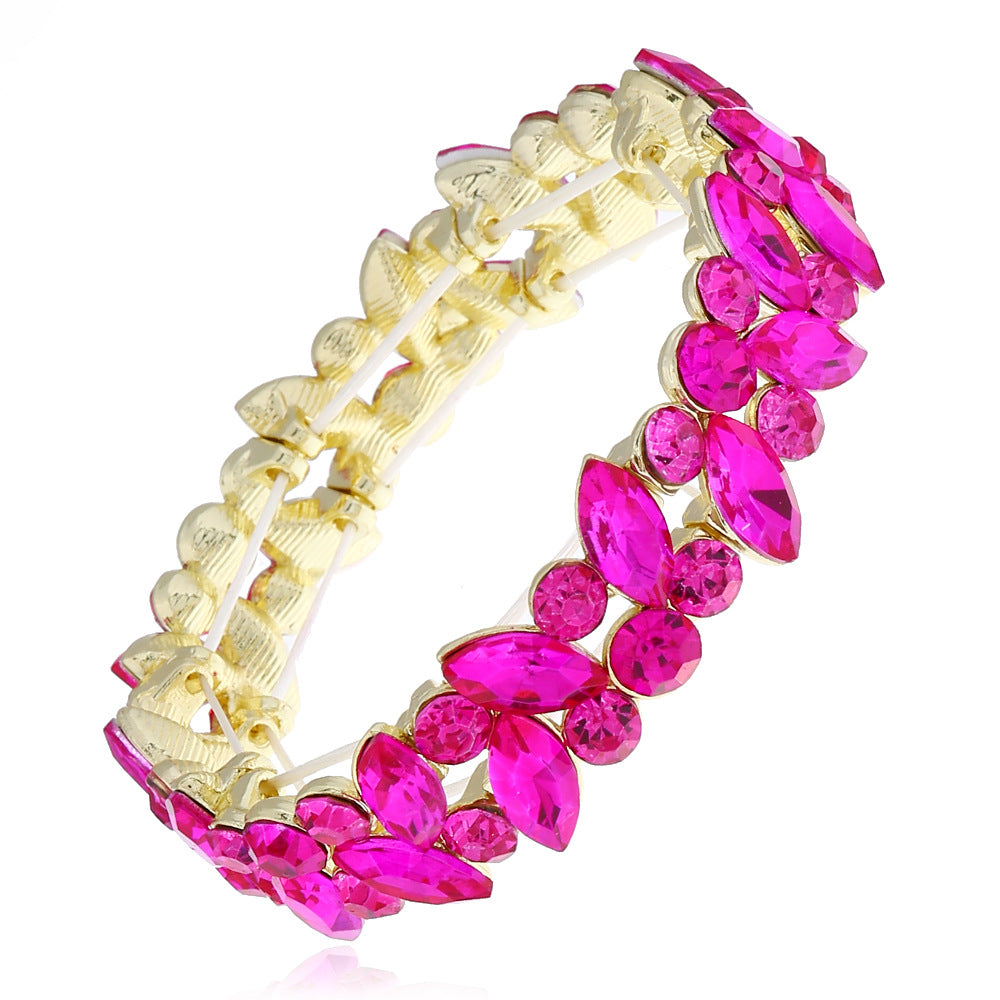 Wholesale Sparkling Crystal Glass Rhinestone Bracelet Silver White Fashion Jewelry Accessory For Women Gift