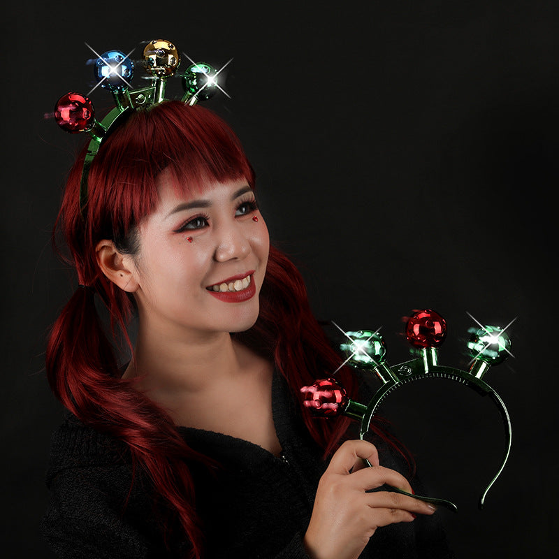 Wholesale 10pcs PS Christmas LED Lights, Bells, Hair Bands