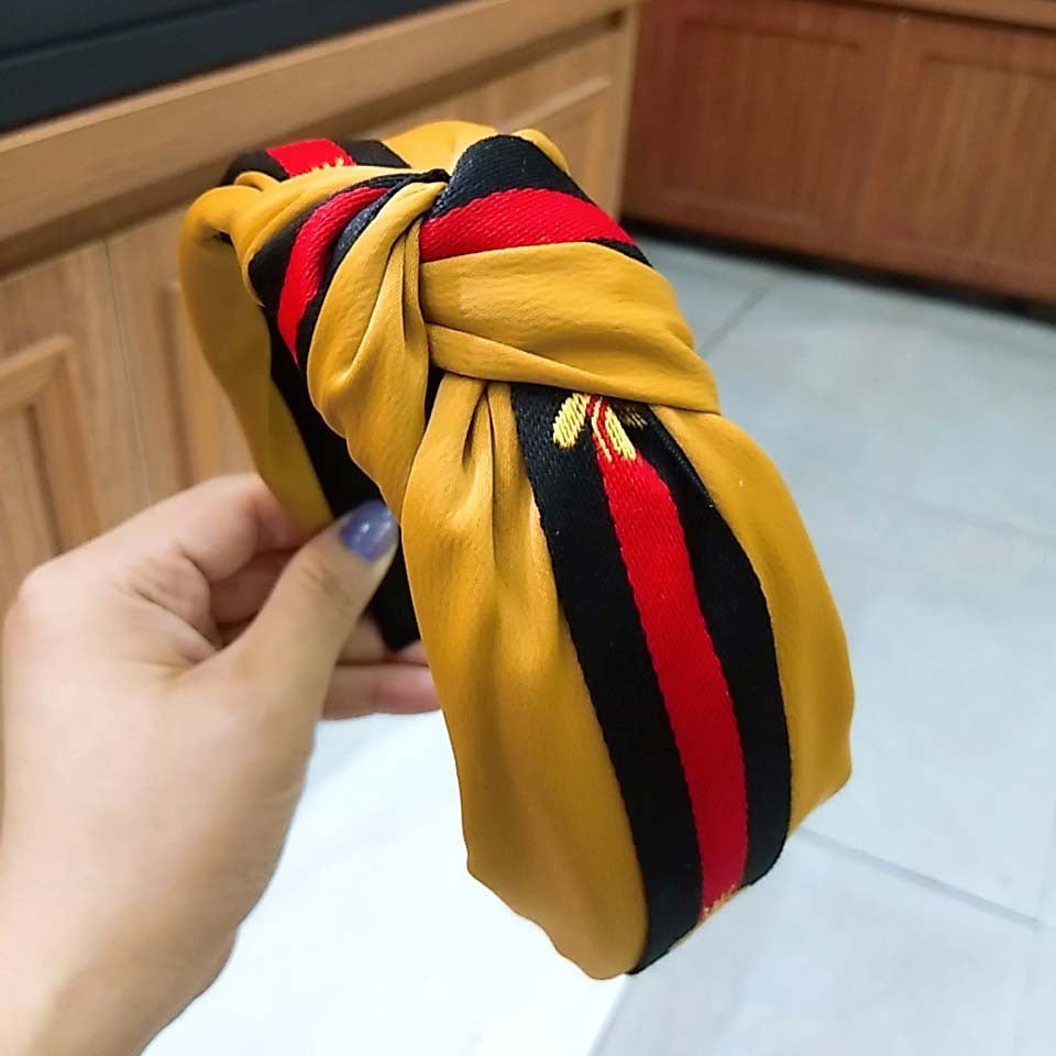 Wholesale Wide Brimmed Little Bee Knotted Fabric Headband