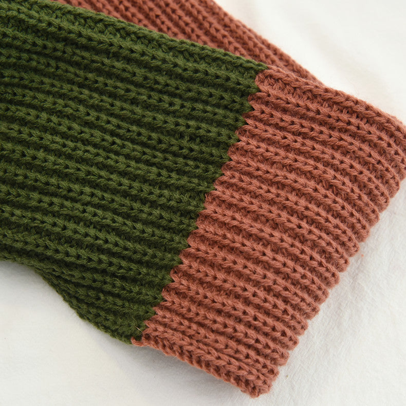 Wholesale Autumn and Winter Color Block Knitted Scarf for Women