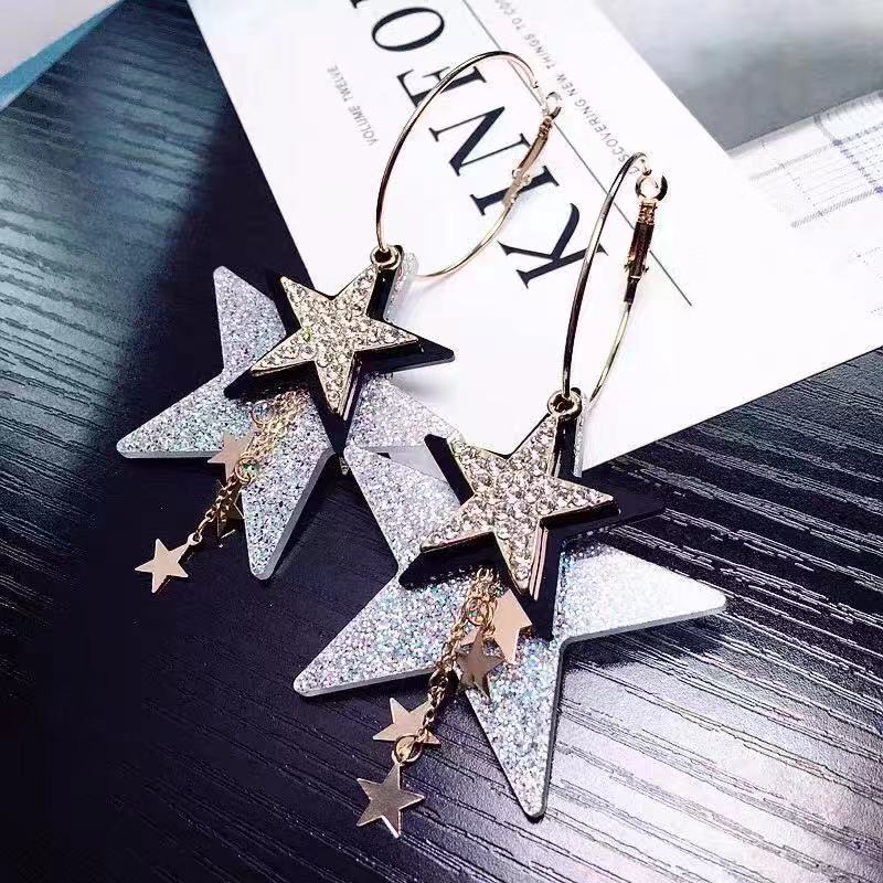Wholesale  new exaggerated five-pointed star earrings earrings trendy face slimming earrings