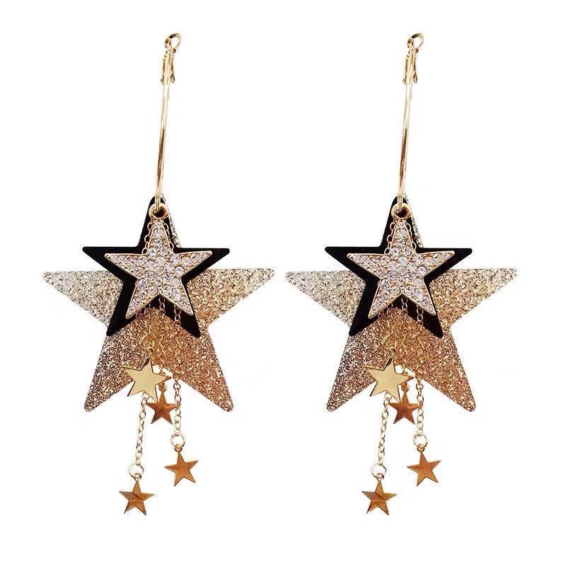 Wholesale  new exaggerated five-pointed star earrings earrings trendy face slimming earrings