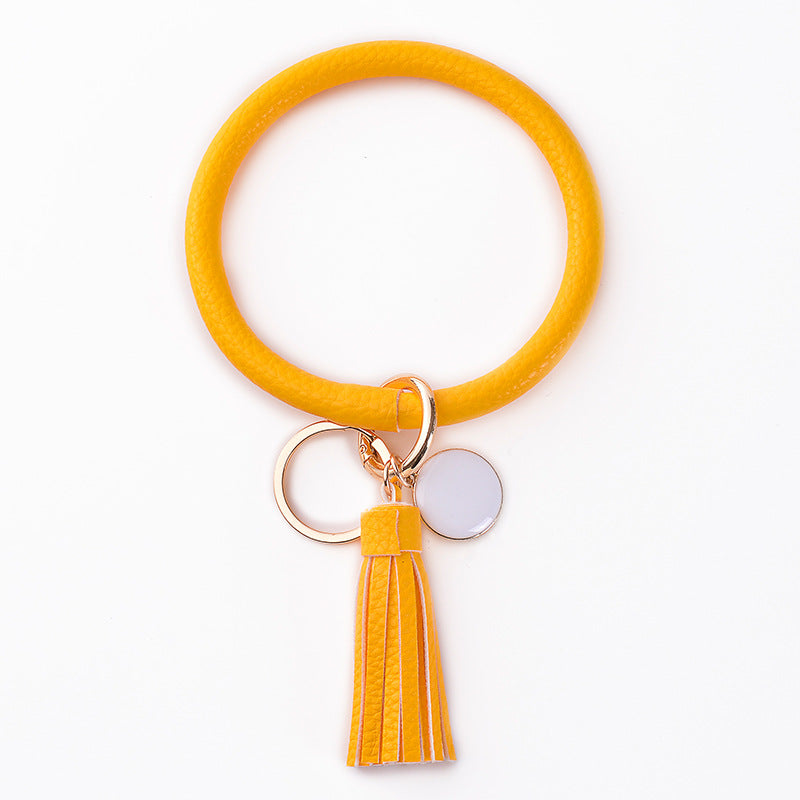 Wholesale PU Leather Bracelet Tassel Pendant Keychains
