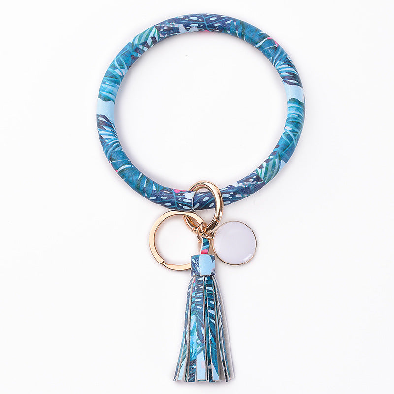 Wholesale PU Leather Bracelet Tassel Pendant Keychains