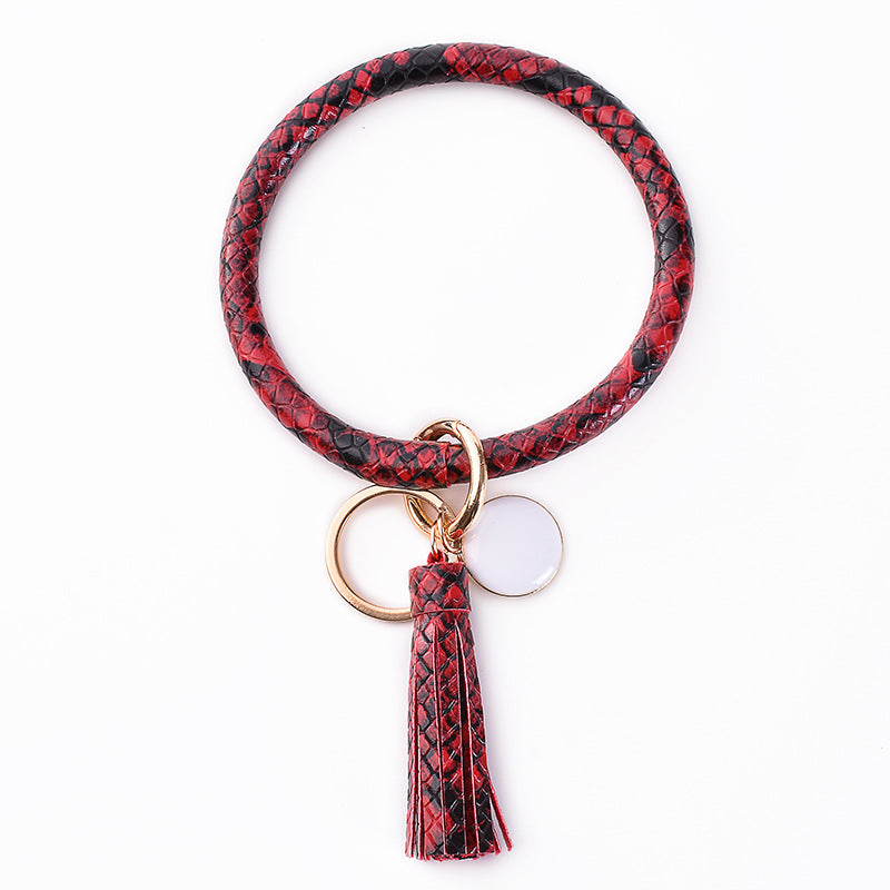 Wholesale PU Leather Bracelet Tassel Pendant Keychains
