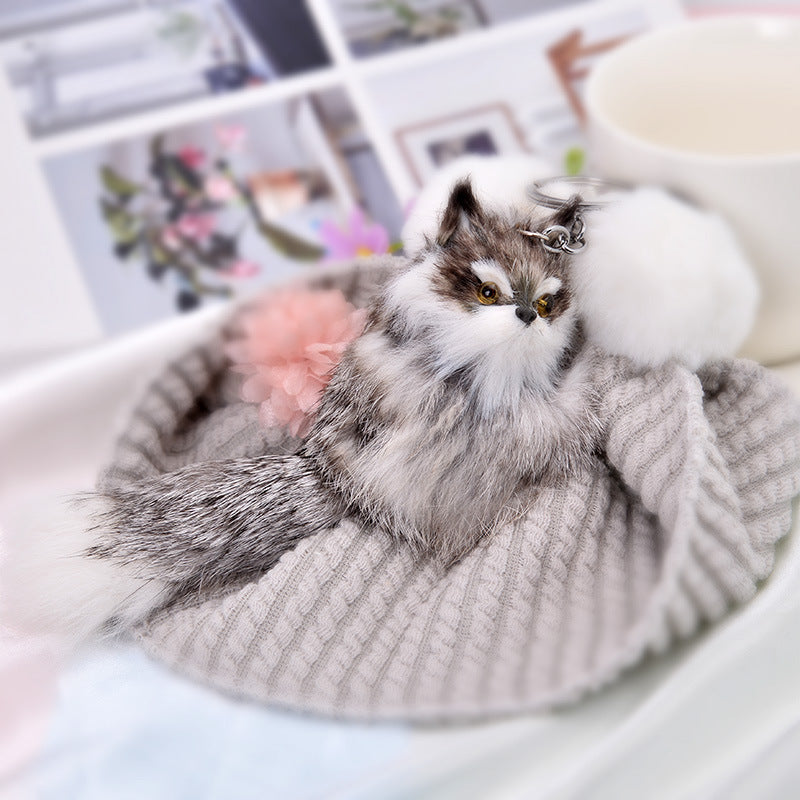 Wholesale Little Fox Car Pendant Plush Keychains