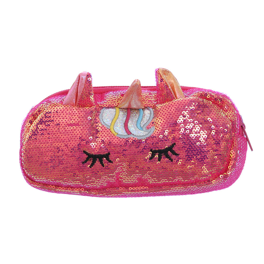Wholesale Unicorn Large Capacity Mermaid Sequin Bag Cartoon Rainbow Pencil Bag