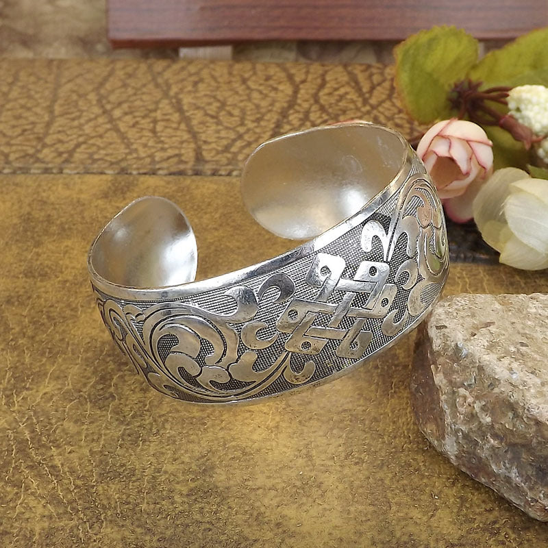 Wholesale Retro Ethnic Style Peony Wide Bracelet