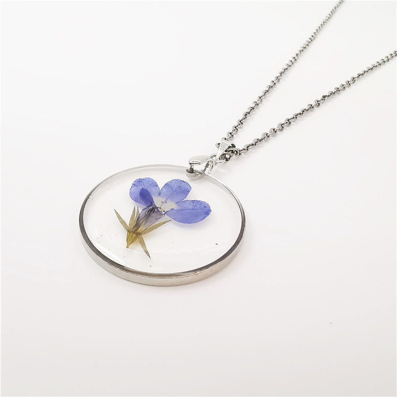 Wholesale 6pcs Handmade Resin Dried Flower Real Plant Specimen Necklace