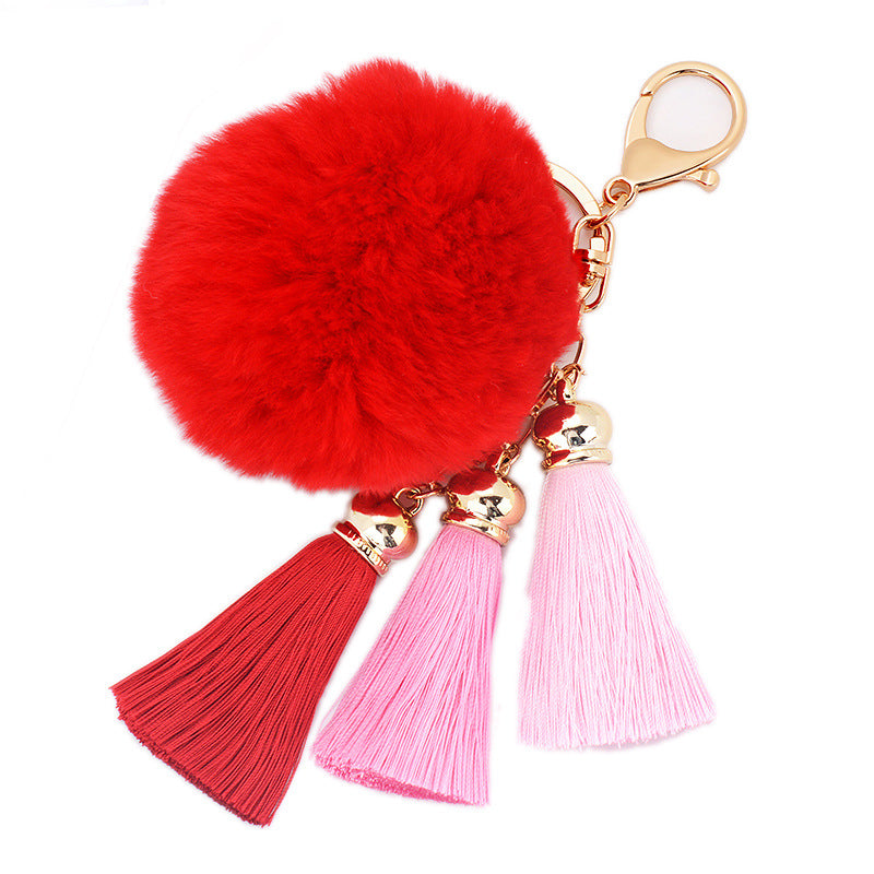Wholesale Creative New Plush Ball Tassel Pendant Wholesale Plush Keychains