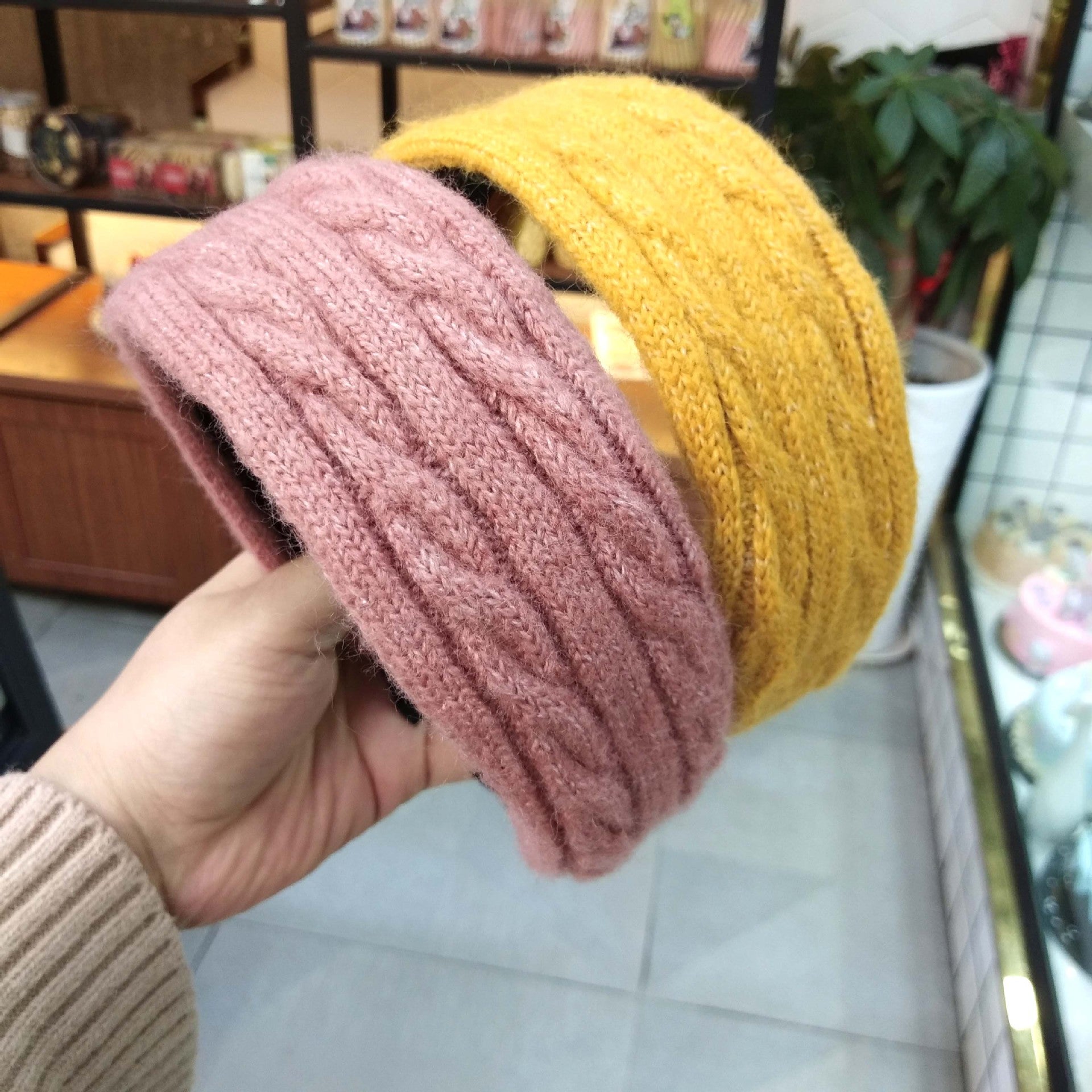 Wholesale Autumn and Winter Fried Dough Twists Knitting Flat Cloth Wide Hair Hoop