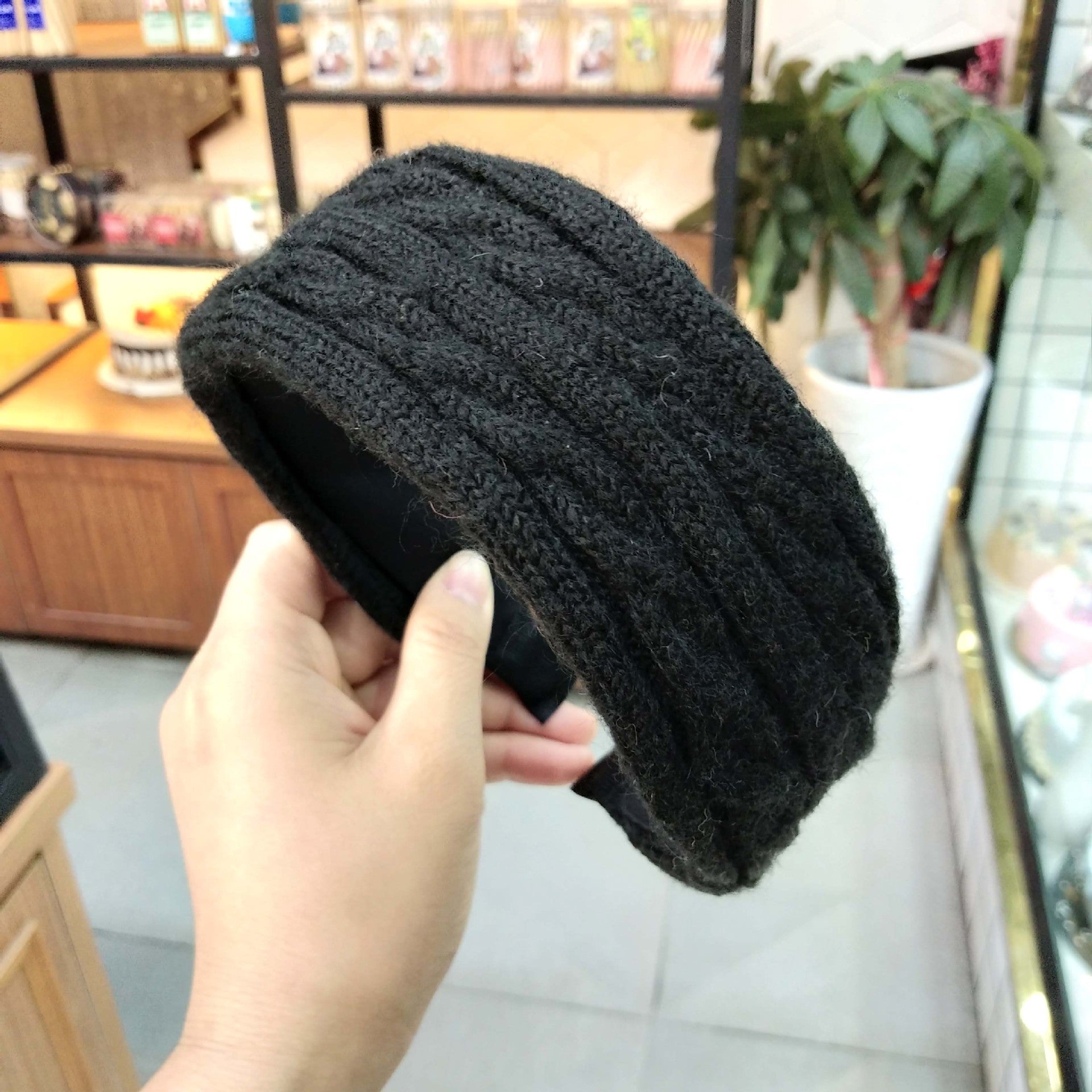Wholesale Autumn and Winter Fried Dough Twists Knitting Flat Cloth Wide Hair Hoop