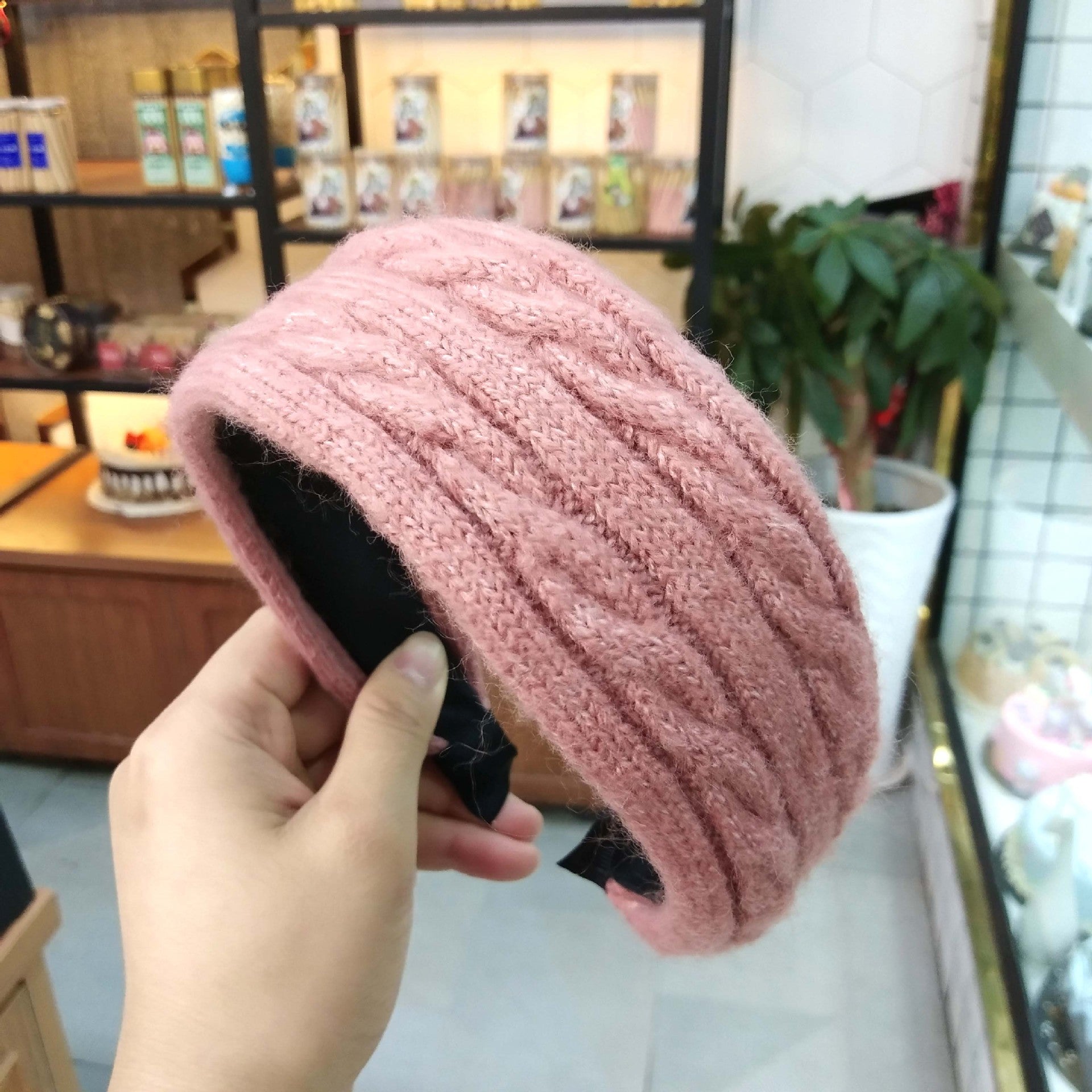 Wholesale Autumn and Winter Fried Dough Twists Knitting Flat Cloth Wide Hair Hoop