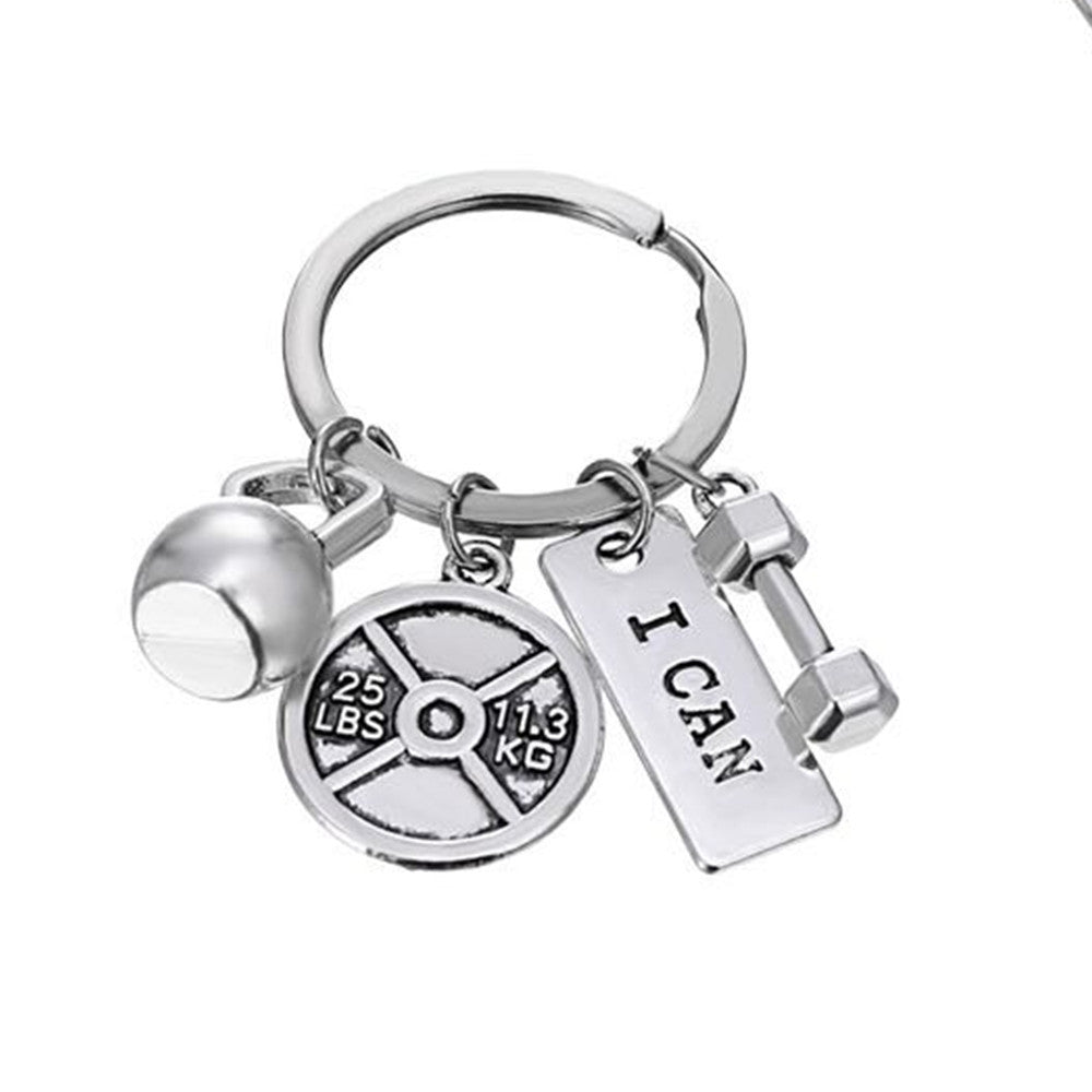 Wholesale 3pcs Zinc Alloy Sports Strength Dumbbell Barbell Kettlebell Keychain