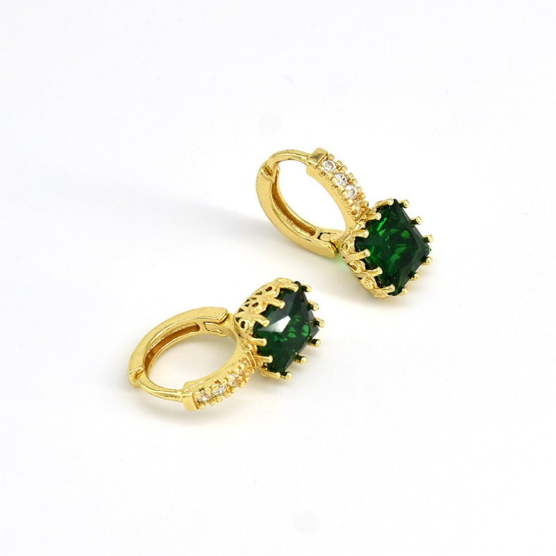 Wholesale Temperament Inlaid Cubic Zirconia Simple and Sweet Full Diamond Copper Earrings