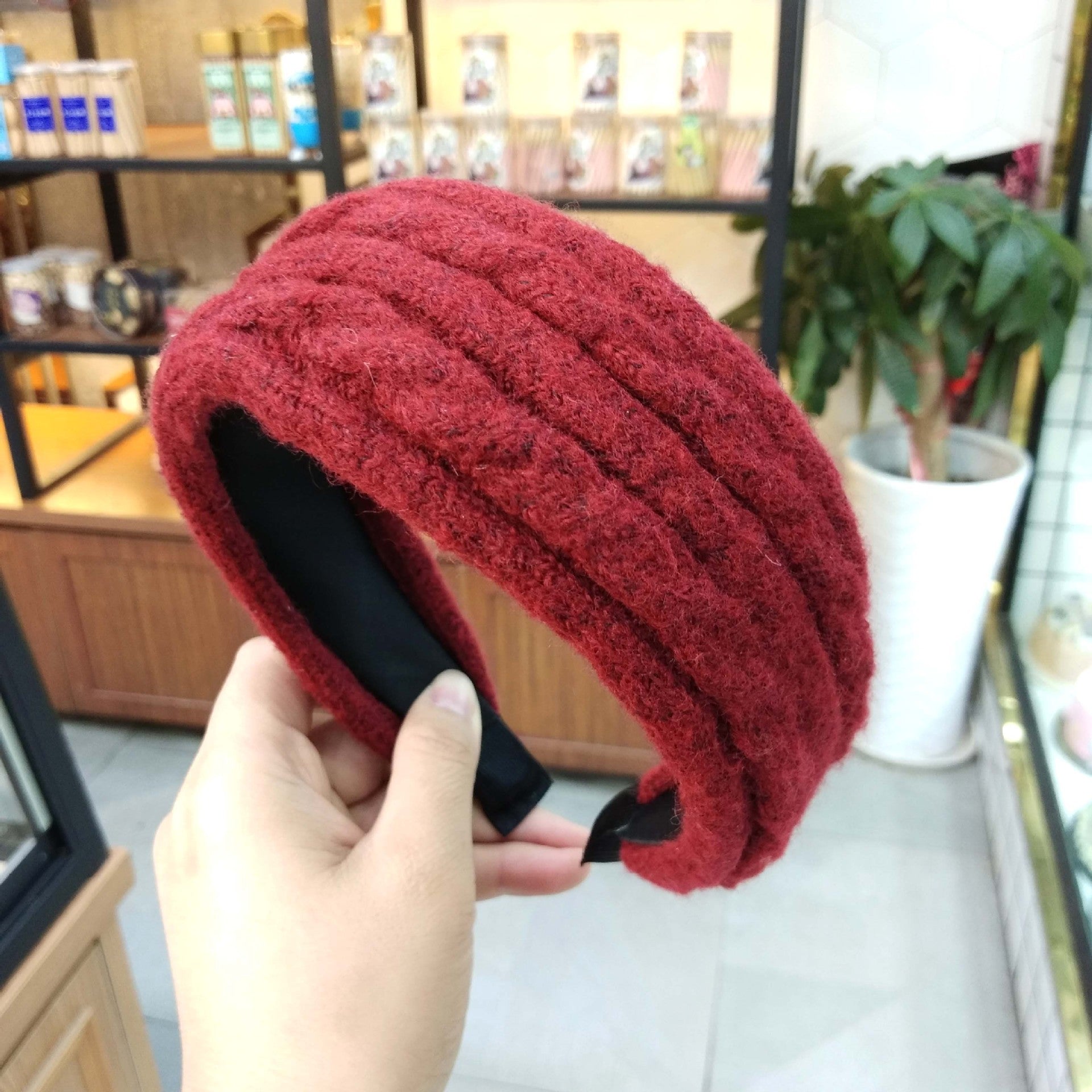 Wholesale Autumn and Winter Fried Dough Twists Knitting Flat Cloth Wide Hair Hoop