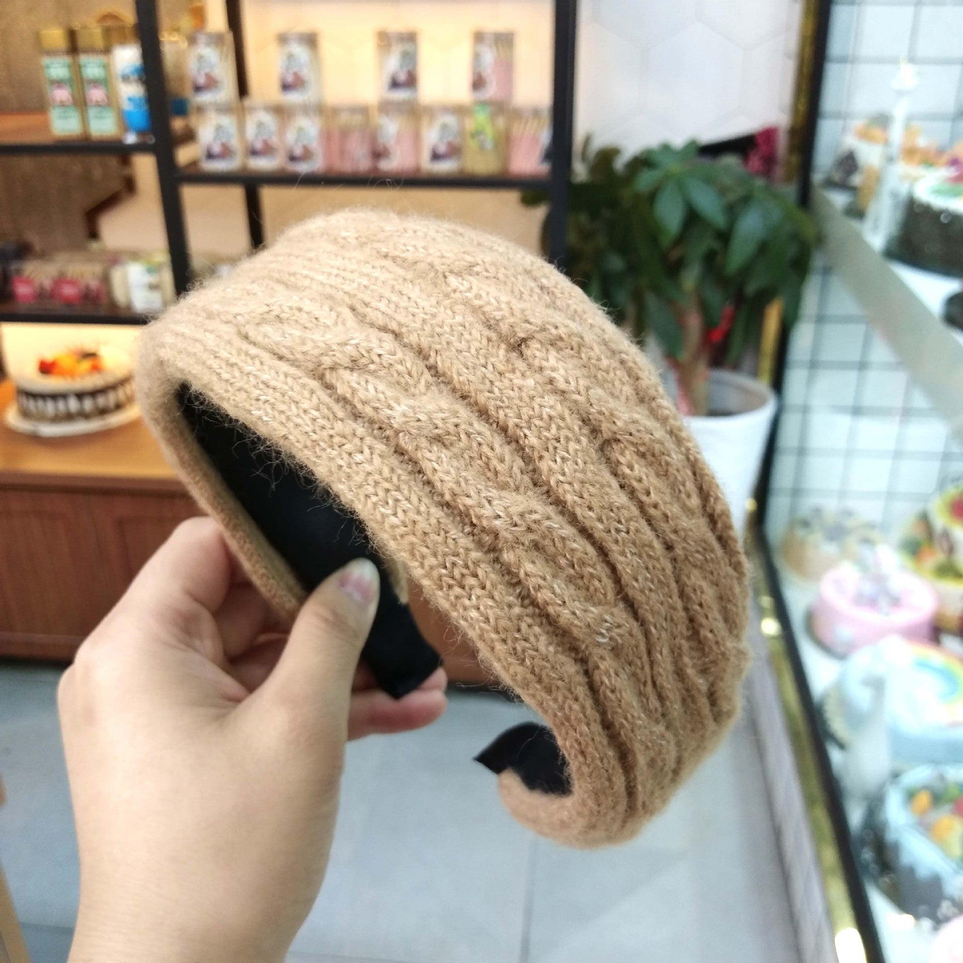 Wholesale Autumn and Winter Fried Dough Twists Knitting Flat Cloth Wide Hair Hoop
