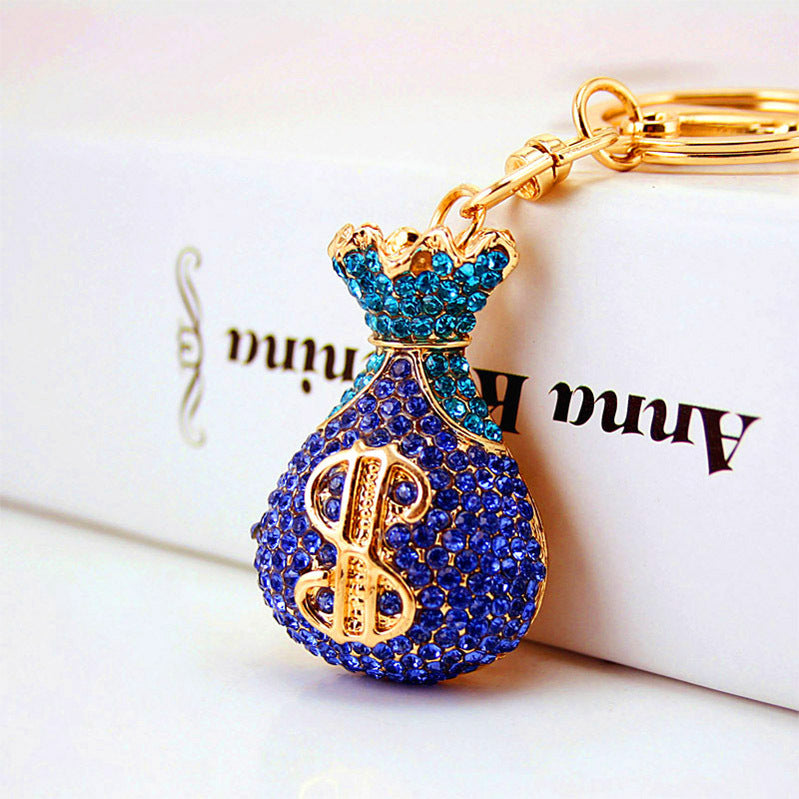 Wholesale Creative Diamond Crystal Money Bag Lucky Bag Metal Keychain