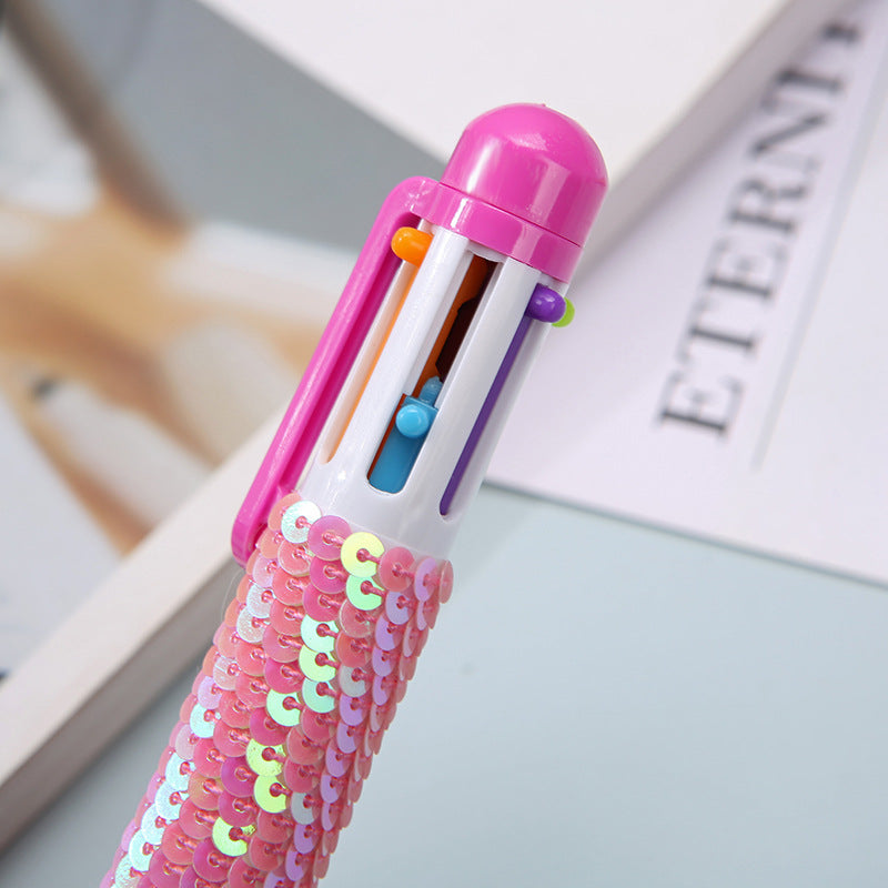 Wholesale Sequin Multicolor Rainbow Ballpoint Pen