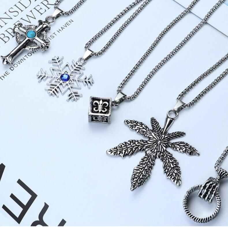 Wholesale  pendant disco long titanium steel chain net red hip hop necklace dry firewood fire jewelry