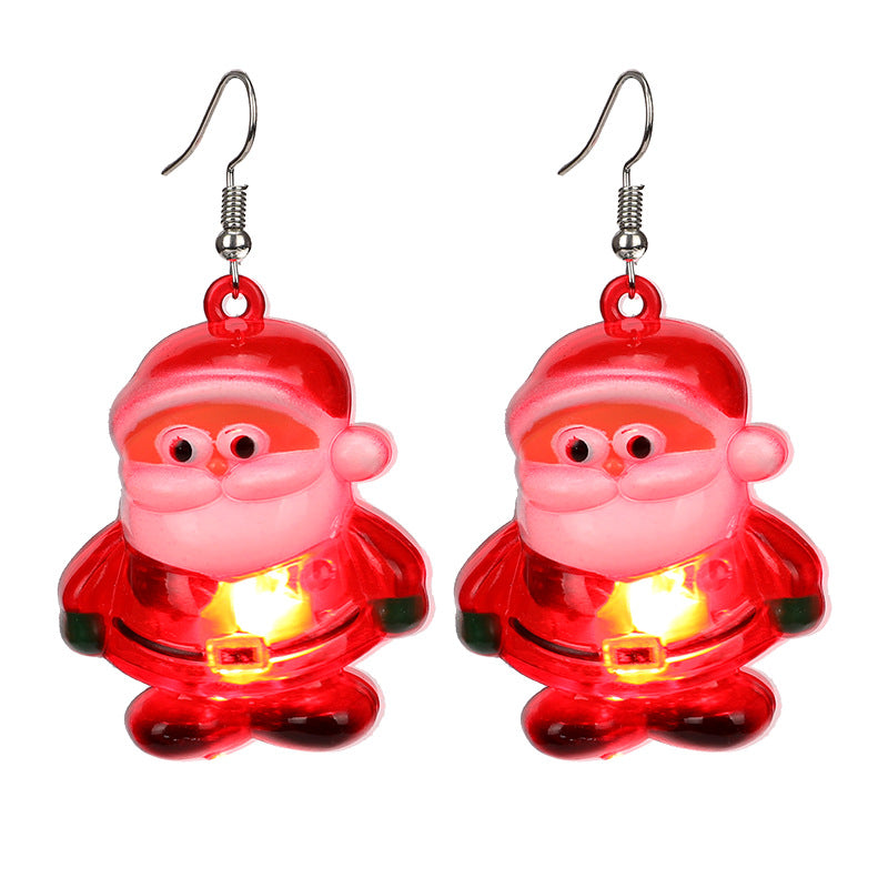 Wholesale LED Light Glow Christmas Plastic Earrings