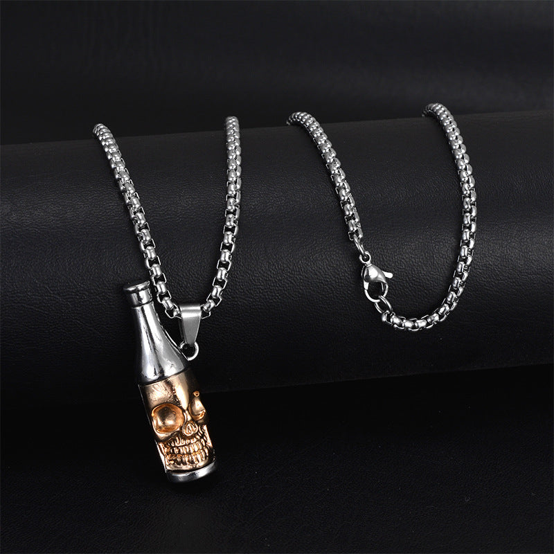 Wholesale Personality trendy titanium steel hip-hop necklace men's trendy disco all-match hiphop pendant long sweater chain pendant