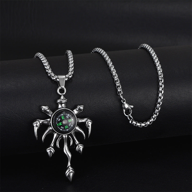 Wholesale Personality trendy titanium steel hip-hop necklace men's trendy disco all-match hiphop pendant long sweater chain pendant