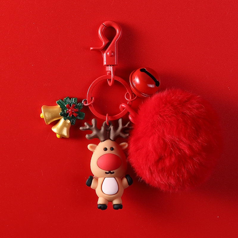 Wholesale Christmas Bell Cartoon Santa Claus Elk Silicone Keychain